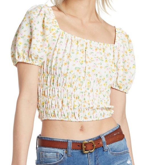 Square Neck Smock Top Yellow main image 1